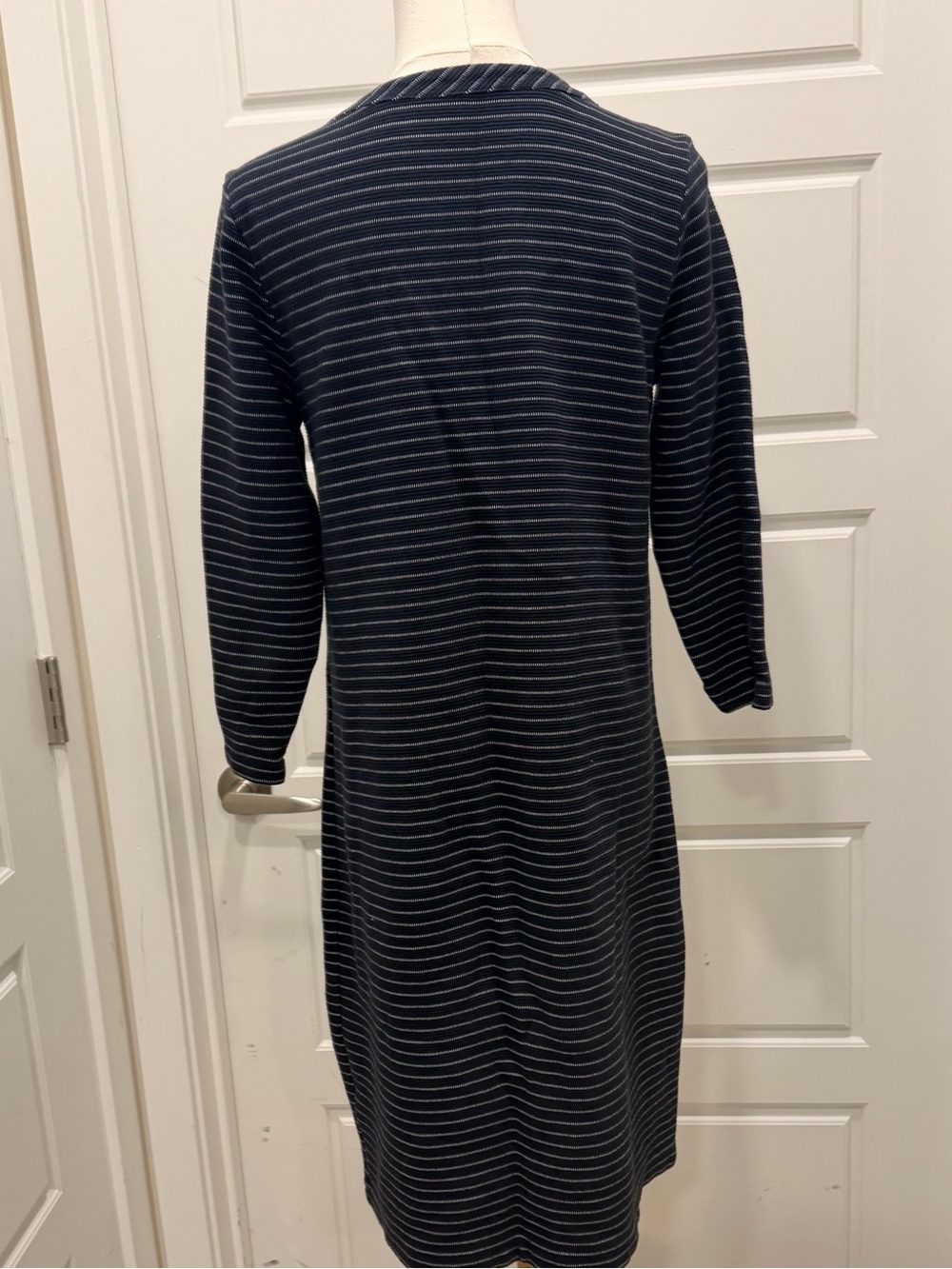 J. Jill Navy and White Striped Long Sleeve Tunic Dress - Picture 4 of 5